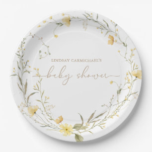 Assiettes En Carton Floral d'or Fleur sauvage personnalisé