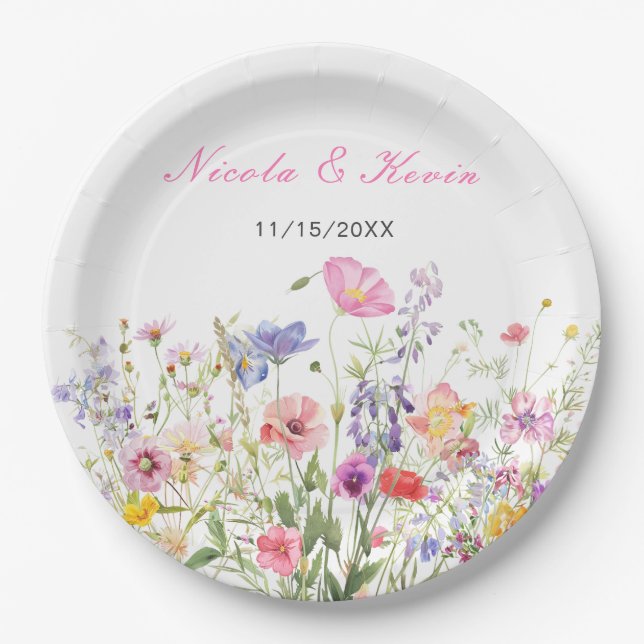 Assiettes En Carton Floral fleur sauvage Spring (Devant)