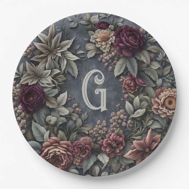 Assiettes En Carton Floral foncé et humide (Devant)