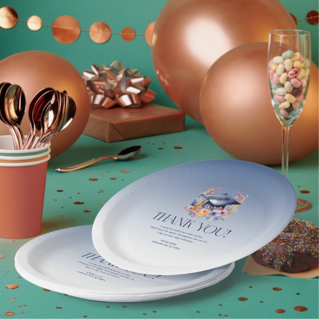 Assiettes En Carton Floral Grad Casquette Carte de remerciements (Multi)