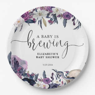 Assiettes En Carton Floral Halloween Crâne bébé brasse douche
