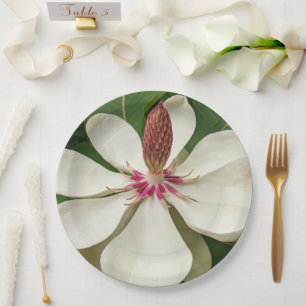 Assiettes En Carton Floral japonais de fleurs de Magnolia