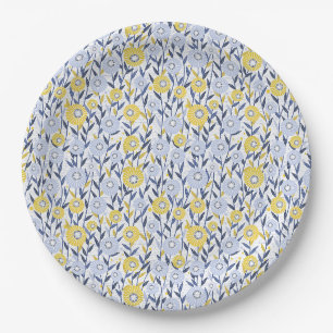Assiettes En Carton Floral Jaune Bleu, Fleurs sauvages, Marguerites