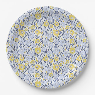 Assiettes En Carton Floral Jaune Bleu, Fleurs sauvages, Marguerites