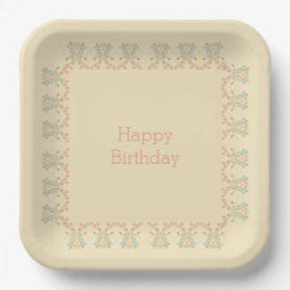 Assiettes En Carton Floral Moderne Avec Rose Et Pêche