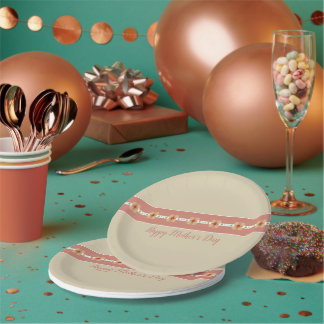 Assiettes En Carton Floral Orange Et Rose Rosy