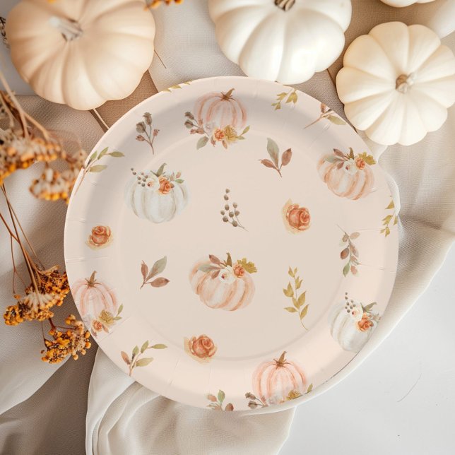 Assiettes En Carton Floral pastel orange chute petit anniversaire citr (Créateur téléchargé)
