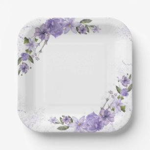 Assiettes En Carton Floral pourpre