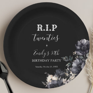 Assiettes En Carton Floral RIP Twenties 30th Birthday Party