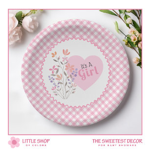 Assiettes En Carton Floral rose C'est un Baby shower féminin