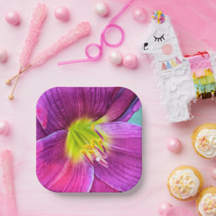 Assiettes En Carton Floral rose Daylily