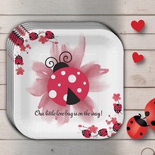 Assiettes En Carton Floral rose mignon Notre petit Baby shower de bug 
