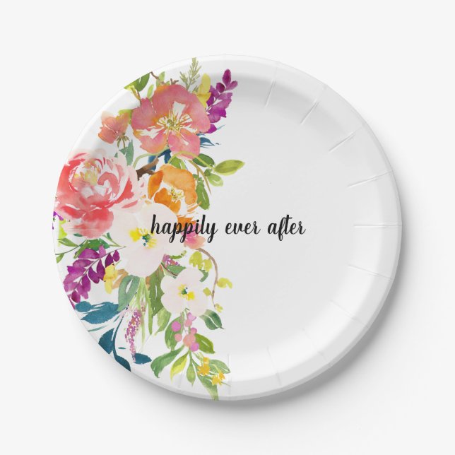 Assiettes En Carton Floral rose rouge (Devant)