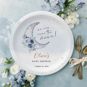 Assiettes En Carton Floral Sur Le Baby shower Lune