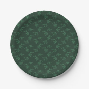 Assiettes En Carton Floral Vert de Noël