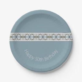 Assiettes En Carton Flore bleu clair