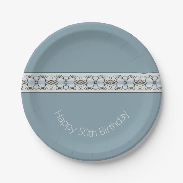 Assiettes En Carton Flore bleu clair (Devant)