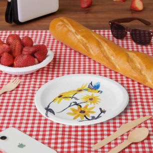 Assiettes En Carton Flore de tournesol Bluetit été