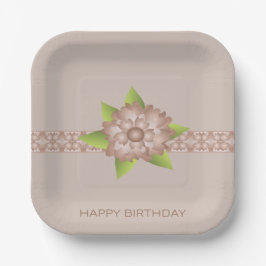 Assiettes En Carton Flore Élégante Avec Beige