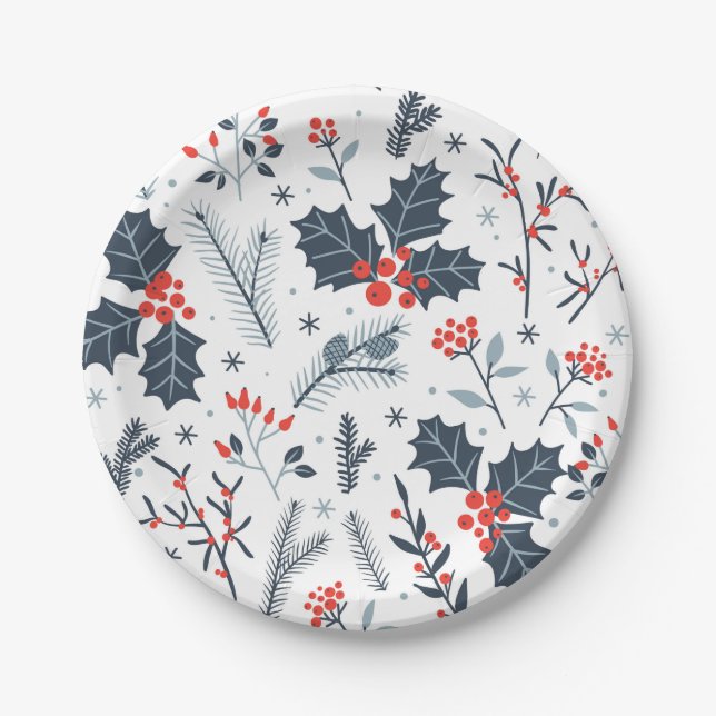 Assiettes En Carton Flore hivernale (Devant)