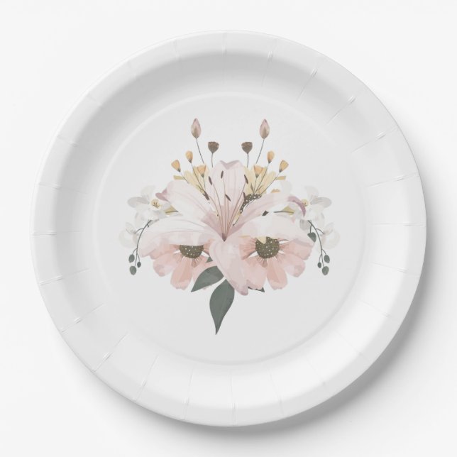 Assiettes En Carton Flore nuptiale (Devant)
