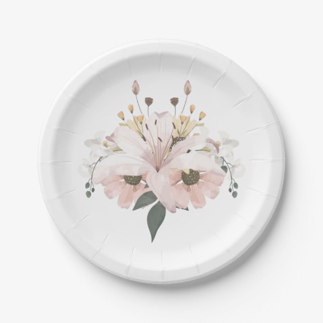 Assiettes En Carton Flore nuptiale (Devant)