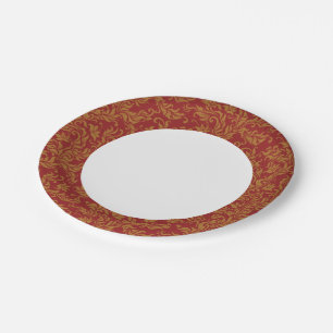 Assiettes En Carton Flore rouge et or
