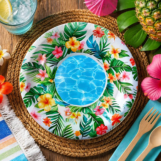 Assiettes En Carton Flotteur de Piscine Tropical
