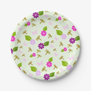 Assiettes En Carton Flower Garden Dragonfly Papier Plaques Vaisselle