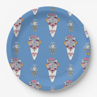 Assiettes En Carton Flower & Perfume Bouquet Bundle on blue