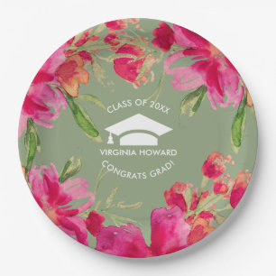 Assiettes En Carton Flowers romantiques   Graduation Party Paper Plate
