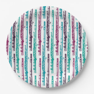 Assiettes En Carton Flute - Violet et Turquoise