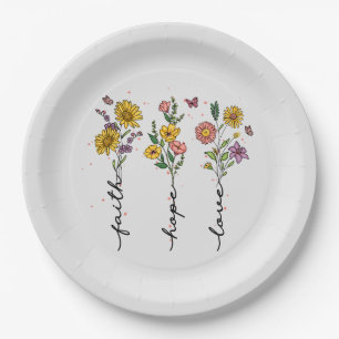 Assiettes En Carton Foi-Espoir-Amour