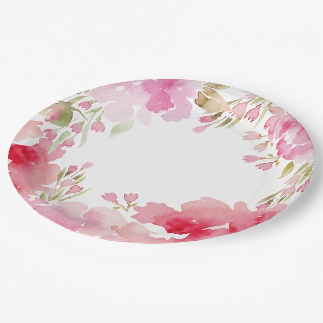 Assiettes En Carton Foliage aquarelle (Angle)