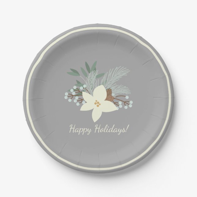 Assiettes En Carton Foliage hivernal rustique (Devant)