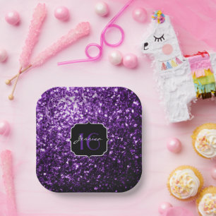 Assiettes En Carton Foncé pourpre foncé brillant parties scintillant s