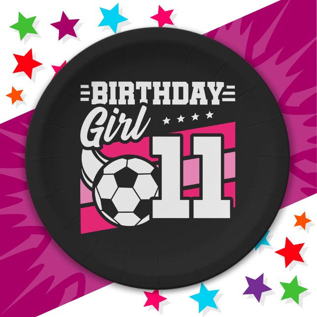 Assiettes En Carton Football 11 ans Football 11e anniversaire fille (Créateur téléchargé)