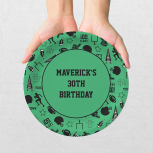 Assiettes En Carton Football Américain Vert Sports 30e Anniversaire