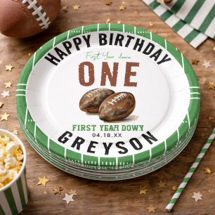 Assiettes En Carton Football Aquarelle Première Année 1er Anniversai
