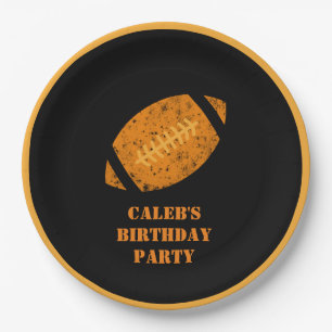 Assiettes En Carton Football personnalisé Anniversaire Noir et Or