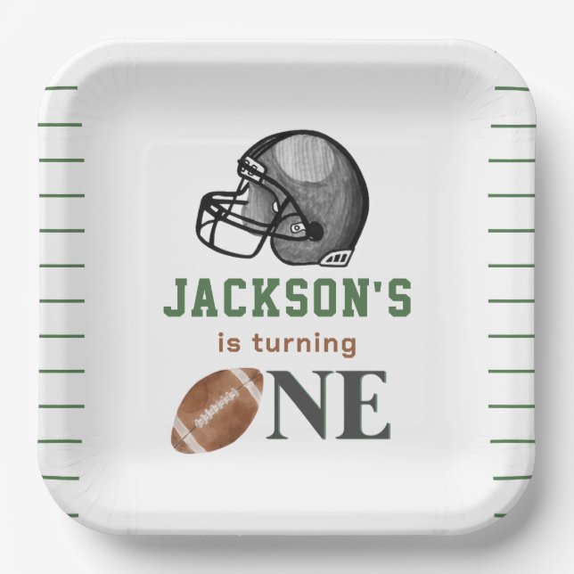 Assiettes En Carton Football première année à l'anniversaire (Recto)