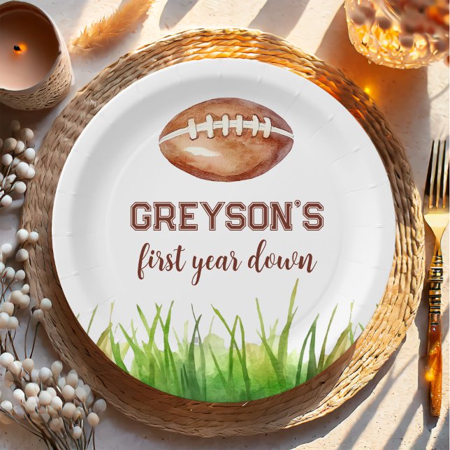 Assiettes En Carton Football première année bas 1er anniversaire fête (Créateur téléchargé)