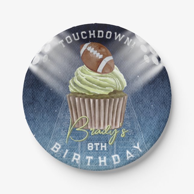 Assiettes En Carton Football Touchdown Anniversaire (Devant)