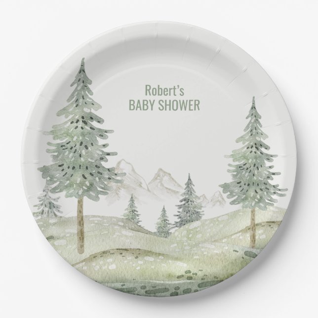 Assiettes En Carton Forêt aventure commence carte baby shower (Devant)