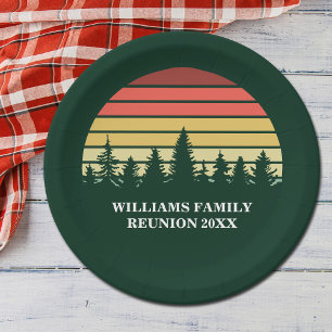 Assiettes En Carton Forêt Coucher Personnalisé Famille Réunion Voyage 