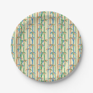 Assiettes En Carton Forêt de bambou rustique verdoyante