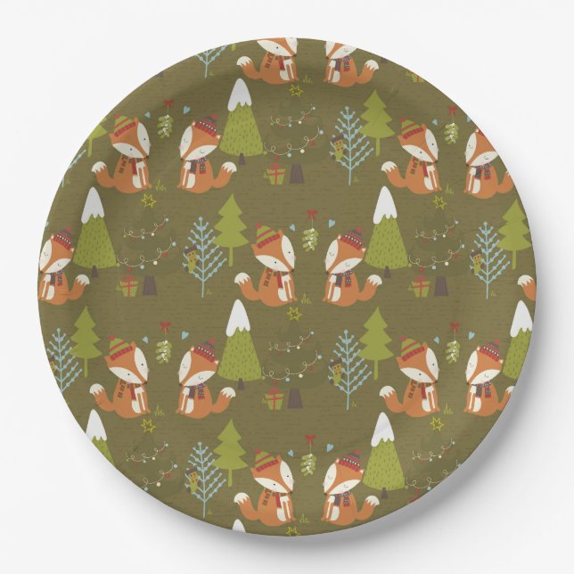 Assiettes En Carton Forêt de bois mite (Devant)