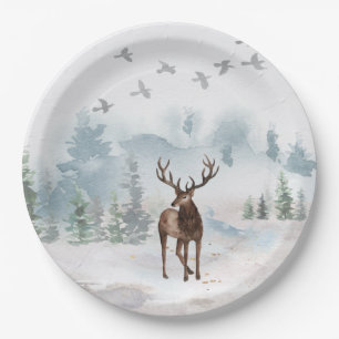 Assiettes En Carton Forêt de cerfs 