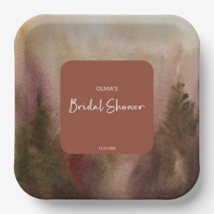 Assiettes En Carton Forêt de terracotta à l'aquarelle d'automne pour u
