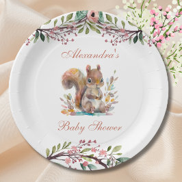 Assiettes En Carton Forêt d'écureuils mignons Baby shower de bois